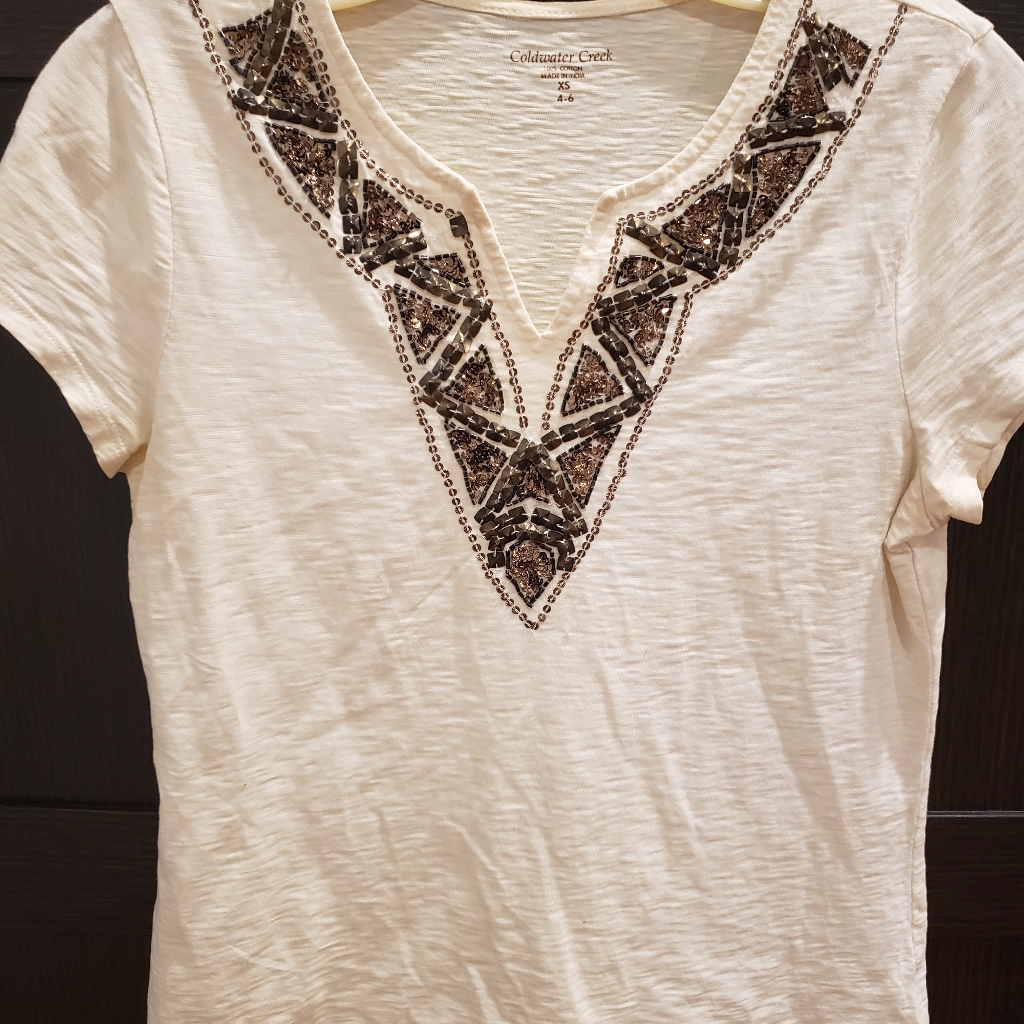 Beaded Vneck Top